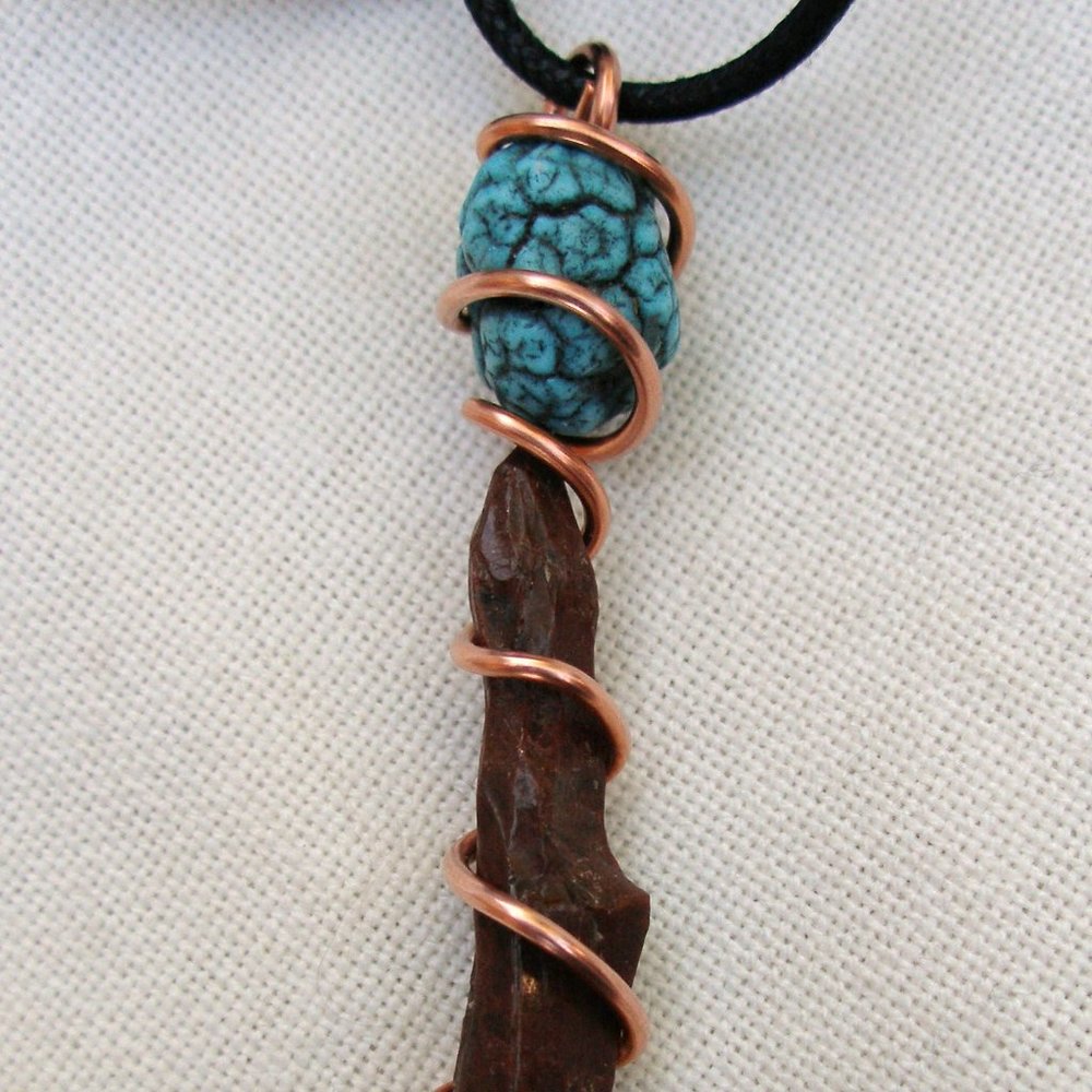 Mahogany Obsidian Needle Turquoise Copper Wire Wrap Adjustable Handcrafted Audi - Picture 3 of 12